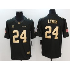 Oakland Raiders #24 Marshawn Lynch Anthracite Gold Salute to Service Limited Men Nike NFL Jersey