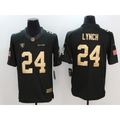 Oakland Raiders #24 Marshawn Lynch Anthracite Gold Salute to Service Limited Men Nike NFL Jersey