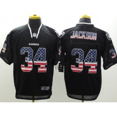 Oakland Raiders #34 Bo Jackson Black Men Stitched Nike NFL Elite USA Flag Fashion Jersey