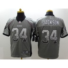 Oakland Raiders #34 Bo Jackson Grey Drift Fashion Men Football Nike NFL Jersey