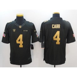 Oakland Raiders #4 Derek Carr Anthracite Gold Salute to Service Limited Men Nike NFL Jersey