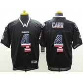Oakland Raiders #4 Derek Carr Black Men Stitched Nike NFL Elite USA Flag Fashion Jersey