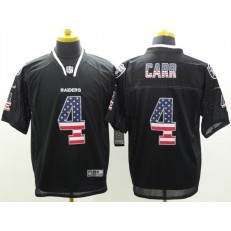 Oakland Raiders #4 Derek Carr Black Men Stitched Nike NFL Elite USA Flag Fashion Jersey