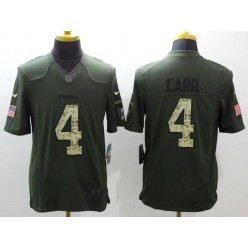 Oakland Raiders #4 Derek Carr Green Salute to Service Limited Men Nike NFL Jersey