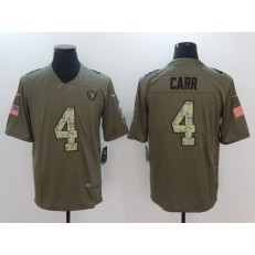 Oakland Raiders #4 Derek Carr Olive Camo Salute To Service Limited Men Nike NFL Jersey