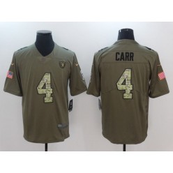 Oakland Raiders #4 Derek Carr Olive Camo Salute To Service Limited Men Nike NFL Jersey