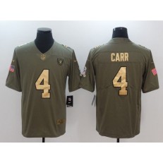 Oakland Raiders #4 Derek Carr Olive Gold Salute To Service Limited Men Nike NFL Jersey