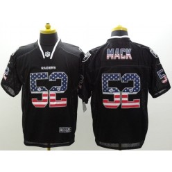 Oakland Raiders #52 Khalil Mack Black Men Stitched Nike NFL Elite USA Flag Fashion Jersey