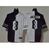 Baltimore Ravens #8 Lamar Jackson Black And White Split Vapor Untouchable Limited Nike Men Jersey