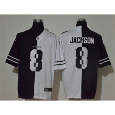 Baltimore Ravens #8 Lamar Jackson Black And White Split Vapor Untouchable Limited Nike Men Jersey