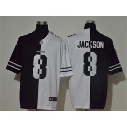 Baltimore Ravens #8 Lamar Jackson Black And White Split Vapor Untouchable Limited Nike Men Jersey