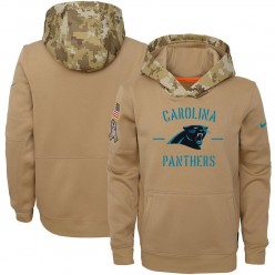 Youth Carolina Panthers Nike Khaki 2019 Salute to Service Therma Pullover Hoodie