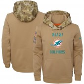Youth Miami Dolphins Nike Khaki 2019 Salute to Service Therma Pullover Hoodie