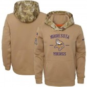 Youth Minnesota Vikings Nike Khaki 2019 Salute to Service Therma Pullover Hoodie