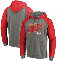 Kansas City Chiefs NFL Pro Line by Fanatics Branded Slant Strike Tri-Blend Raglan Pullover Hoodie - Heathered Gray
