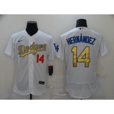 Los Angeles Dodgers #14 Enrique Hernandez White Gold 2020 Nike Flexbase Jersey