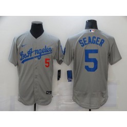 Los Angeles Dodgers #5 Corey Seager Gray 2020 Nike Flexbase Jersey