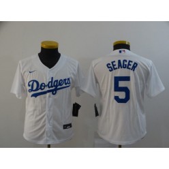 Los Angeles Dodgers #5 Corey Seager White Women 2020 Nike Cool Base Jersey
