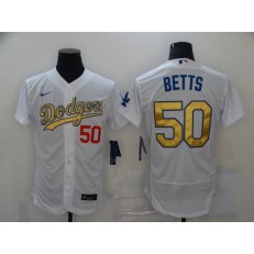 Los Angeles Dodgers #50 Mookie Betts White Gold 2020 Nike Flexbase Jersey