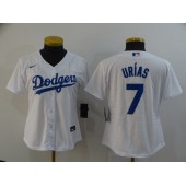 Los Angeles Dodgers #7 Julio Urias White Women 2020 Nike Cool Base Jersey