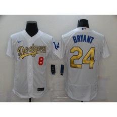 Los Angeles Dodgers #8 & #24 Kobe Bryant White Gold 2020 Nike Flexbase Jersey