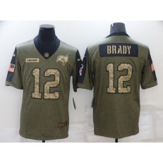 Tampa Bay Buccaneers #12 Tom Brady Olive Camo 2021 Salute To Service Limited Jersey