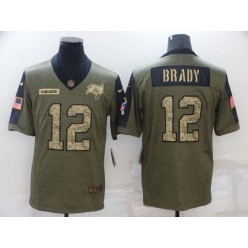 Tampa Bay Buccaneers #12 Tom Brady Olive Camo 2021 Salute To Service Limited Jersey