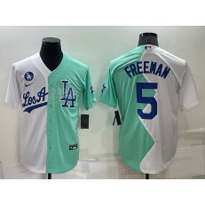 Dodgers 5 Freddie Freeman White Green Nike Split 2022 MLB All-Star Jersey