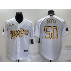 Dodgers 50 Mookie Betts White Nike 2022 MLB All-Star Cool Base Jersey