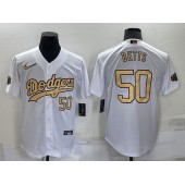 Dodgers 50 Mookie Betts White Nike 2022 MLB All-Star Cool Base Jerseys