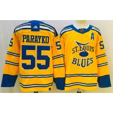 Blues 55 Colton Parayko Yellow Reverse Retro Adidas Jersey